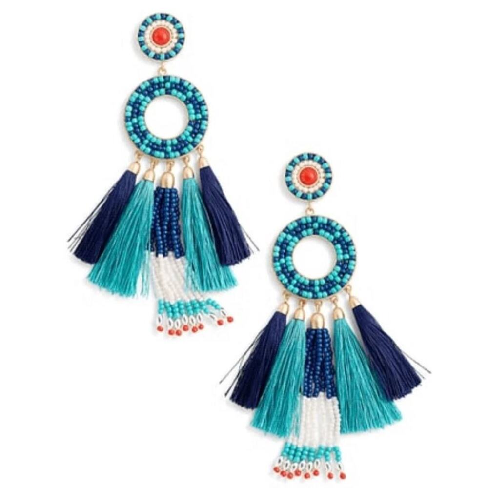 NWT Rebecca Minkoff Seed Bead Fringe Tassel Earrings Multi Women's Size OS - Picture 6 of 6
